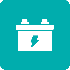 Battery icon with lightning bolt symbol.