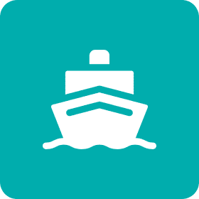 Ship icon on teal background.